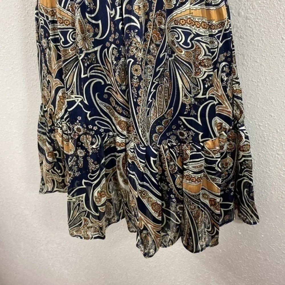 Lulu’s Always Right Navy Blue Multi Print Off-The-Shoulder Dress Small AD5